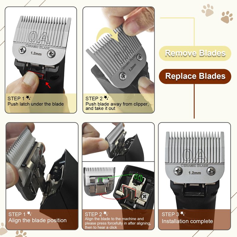 0A Professional Detachable Replacement Ceramic Blades. Compatible with Oster Classic 76/Power Pro/Power-Teq/Star-Teq Clipper. Compatible with Ainds Clippers. Size: 0A, 3/64" Cut Length.