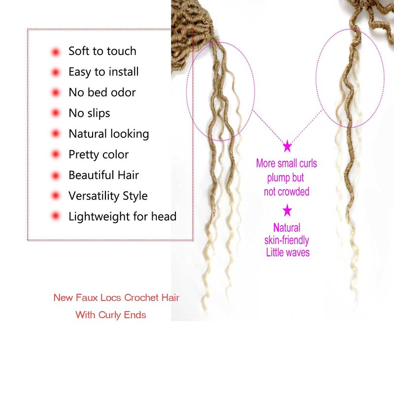 Ahrencan Boho Goddess Locs Crochet Hair 22 Inch, 8 Packs Two Tone Crochet Goddess Locs With Curly Ends,Trendy Faux Locs Crochet Hair For Women Human Hair Crotchet Braids(22in,(pack of 8),T27/613#)