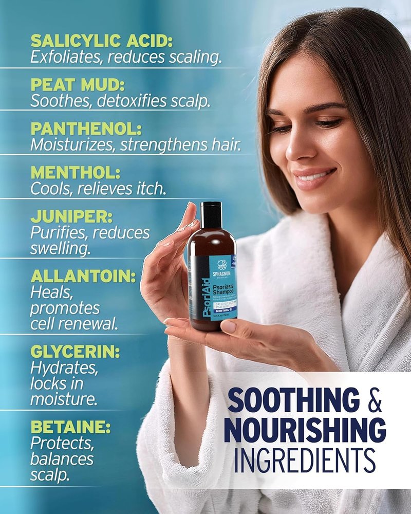 Sphagnum Botanicals Psoriasis Shampoo - Salicylic Acid Relief for Dry Itchy Scalp | 8.45 fl oz