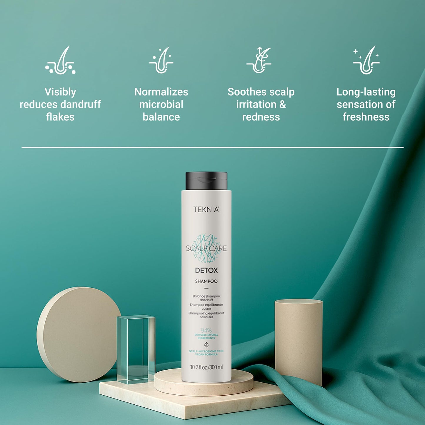 Lakmé Teknia Scalp Care Detox Balance Detoxifying Shampoo, Anti Dandruff Shampoo & Scalp Detox, 10.2 Fl Oz