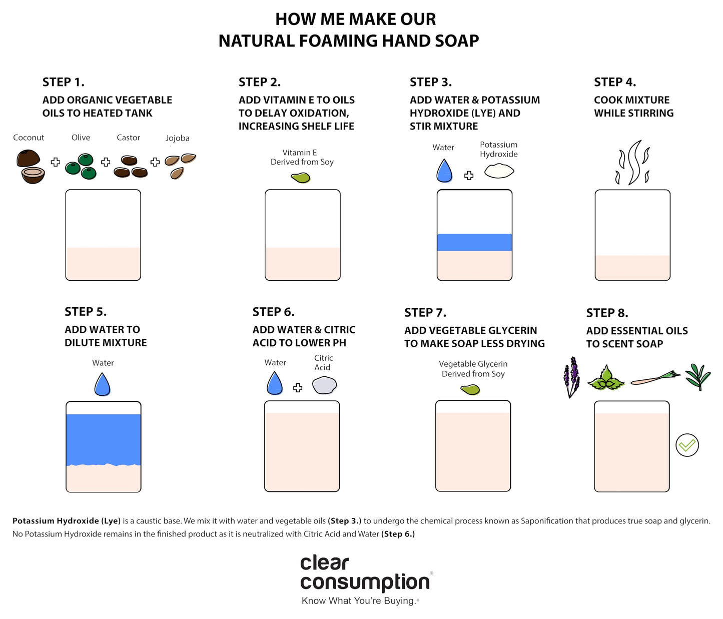 Clear Consumption All Natural Lavender Plant-Based Foaming Hand Soap Refill - Made Directly from Organic Vegetable Oils, 64 oz