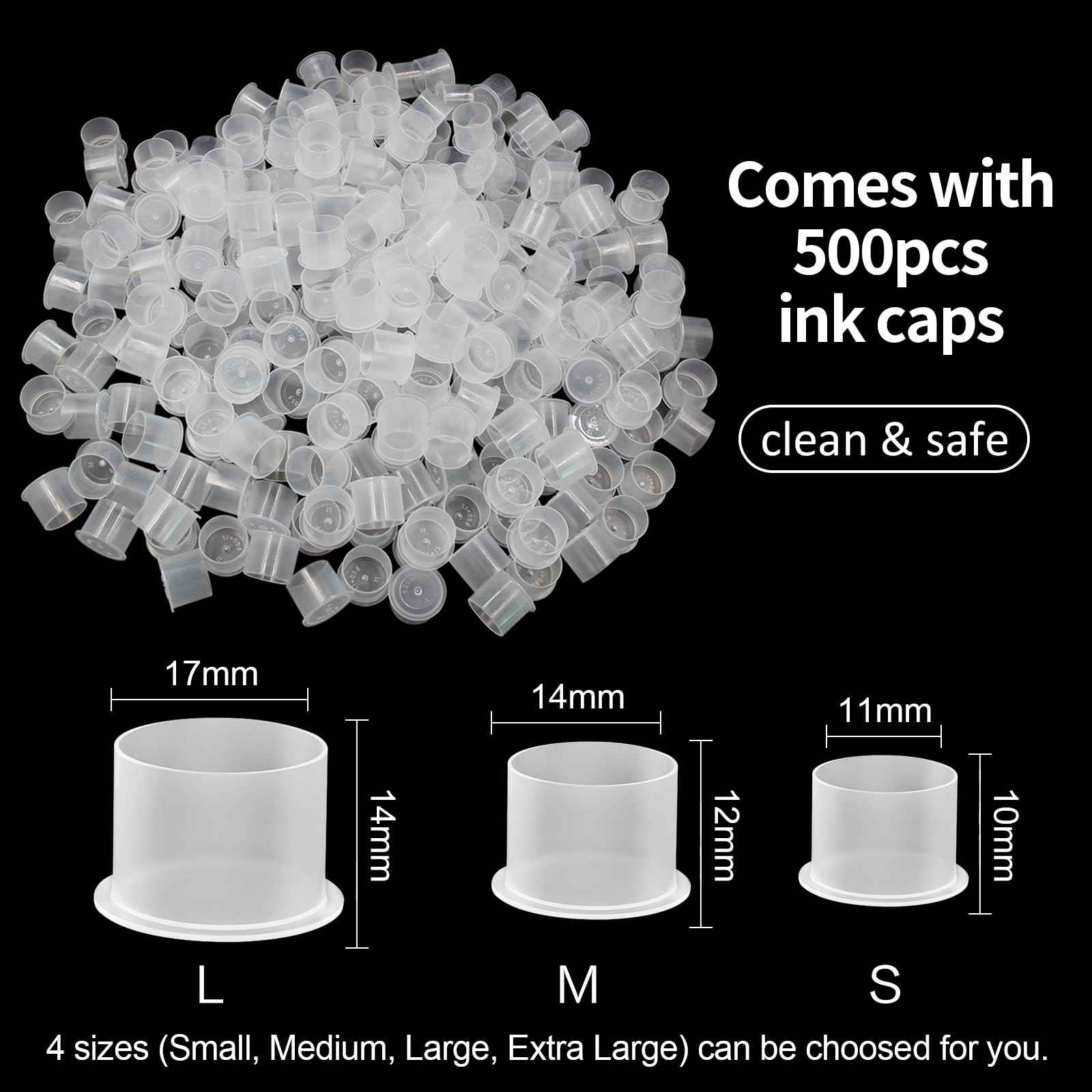 500PCS Tattoo Ink Caps with Base - Autdor Tattoo Cups #20 Extra Large Disposable Self Standing Pigment Cups Plastic Ink Cups Container Caps for Permanent Makeup Microblading Tattoo Artists