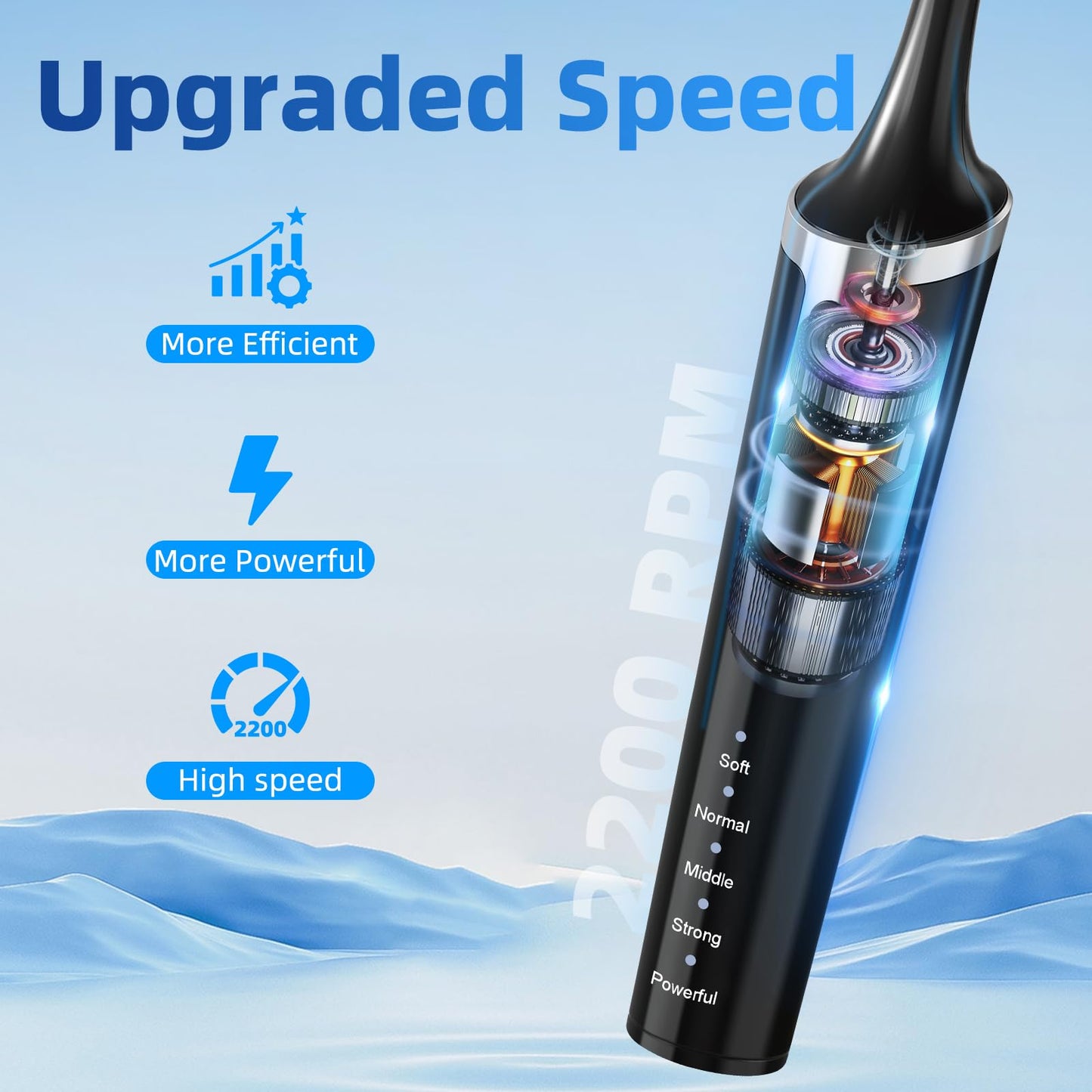GUPAY Tooth Polisher Rechargeable Teeth Whitening Kits for Teeth Daily Cleaning and Whitening Dental Polisher with 2 Set Polishing Brush Heads LED Light 5 Speed Modes Waterproof