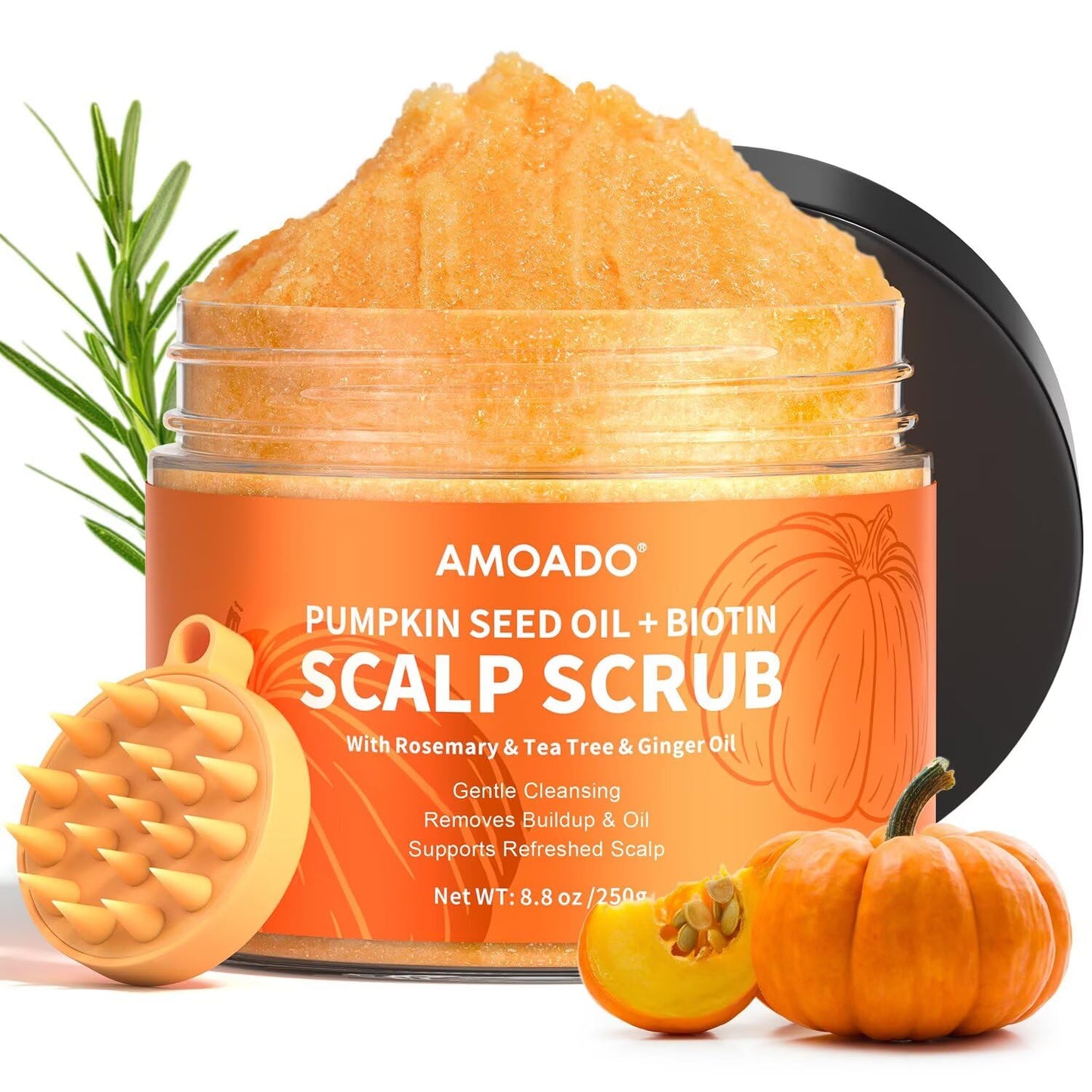 Pumpkin Seed Oil Scalp Scrub - Biotin & Rosemary Exfoliator for Itchy Scalp | Sulfate-Free Detox & Hair Growth