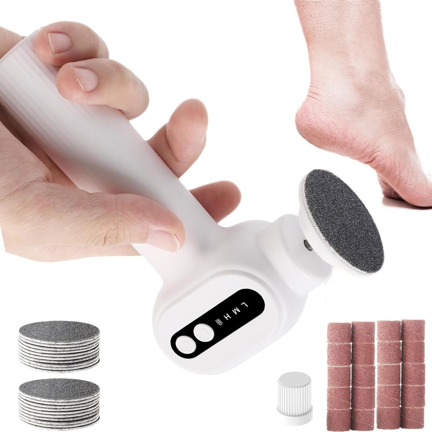 Electric Callus Remover for Feet - Rechargeable Cordless Pedicure Tool with 6 Speeds & 20 Sandpaper Discs, Professional Dead Skin Remover for Cracked Heels,Electric Foot File(Black)