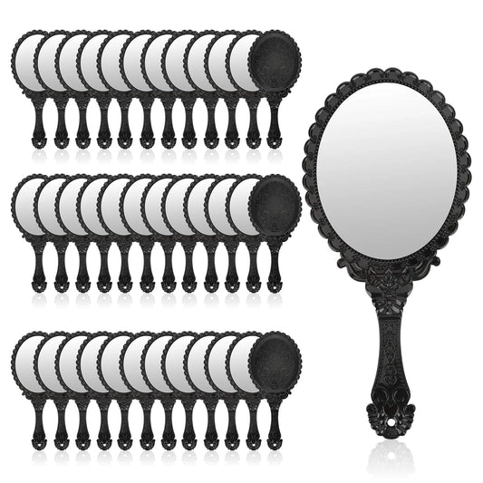 YUSONG Handheld Mirror with Handle, Makeup 36Pack Compact Hand Mirrors for Women Travel Small Vintage Purse Mirrors with Handle, Hand Held Packet Mini Mirror for Girls Decorative (Black)