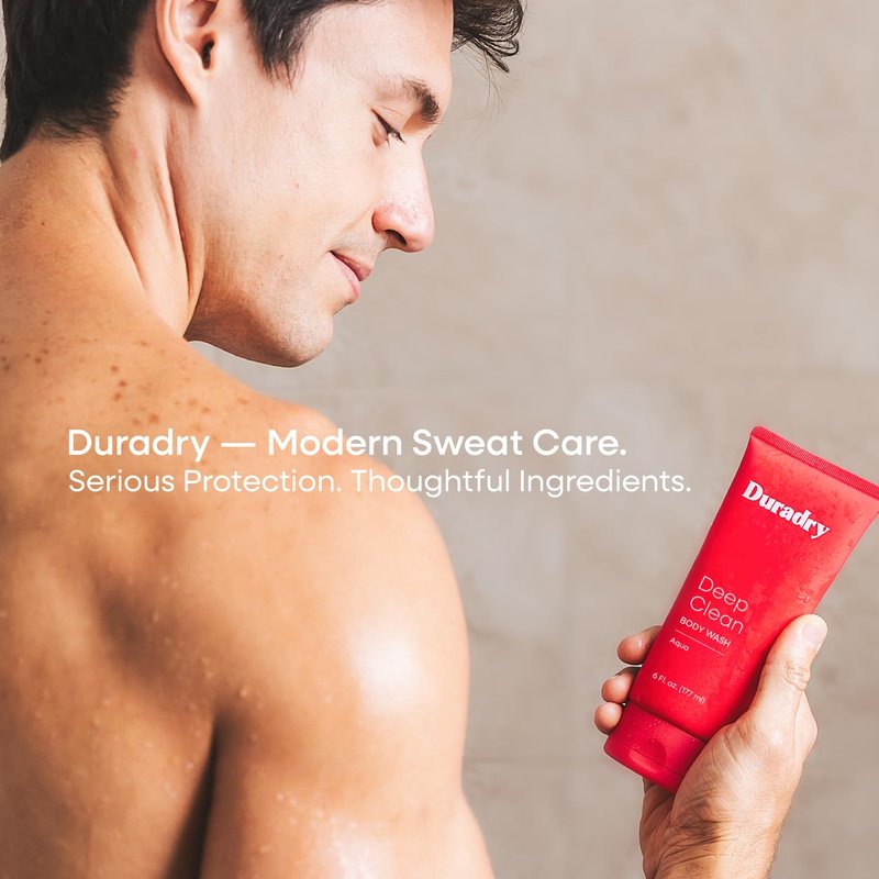 Duradry Deep Clean Body Wash for Women & Men – Odor Control, Deep Cleansing, Nourishes & Moisturizes Skin, Made with Natural Ingredients, Aqua Fragrance, 2.5 Fl Oz, Pack of 3