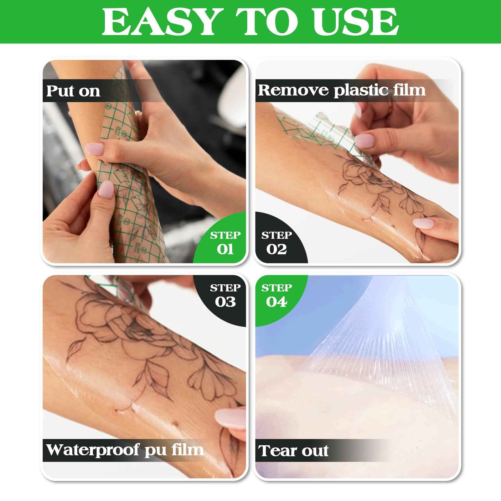 Waterproof Tattoo Aftercare Bandage 30PCS - 4 in x 6 in Second Skin Tattoo Cover Convenient Quick Tattoo Protection Tattoo Wraps for Healing