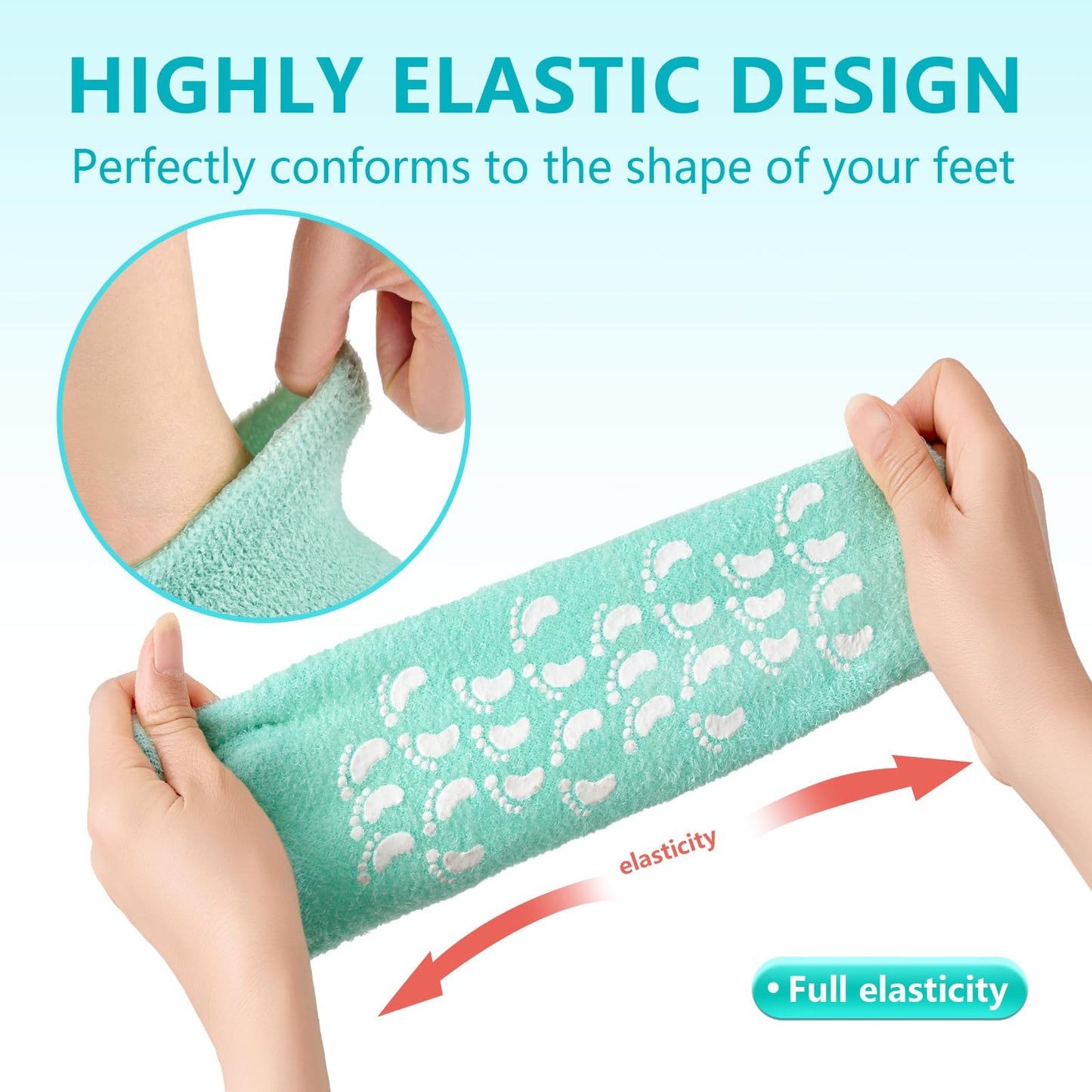 MoyRetty Moisturizing Silicone Gel Socks with 5-Toes, Dry Cracked Feet Treatment, gel socks for dry cracked feet women Lavender Oil Infused-Green