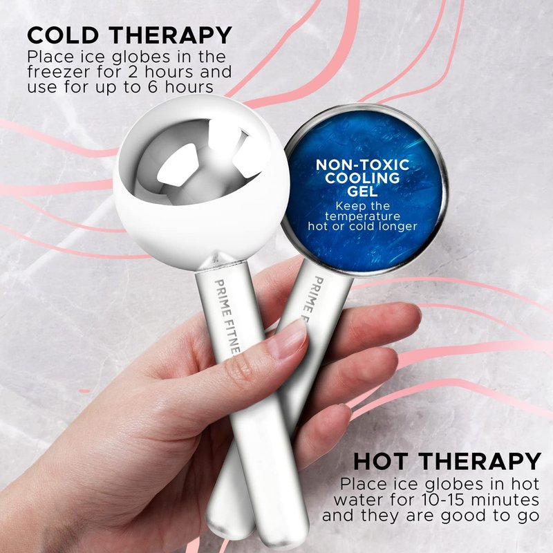 Ice Globes for Facials | Unbreakable Steel Cooling Roller | Cryo Sticks for Face | Massager for Face Neck & Eyes | Skin Care for Dark Circles, Puffiness, Wrinkles, Collagen Production (Blue)