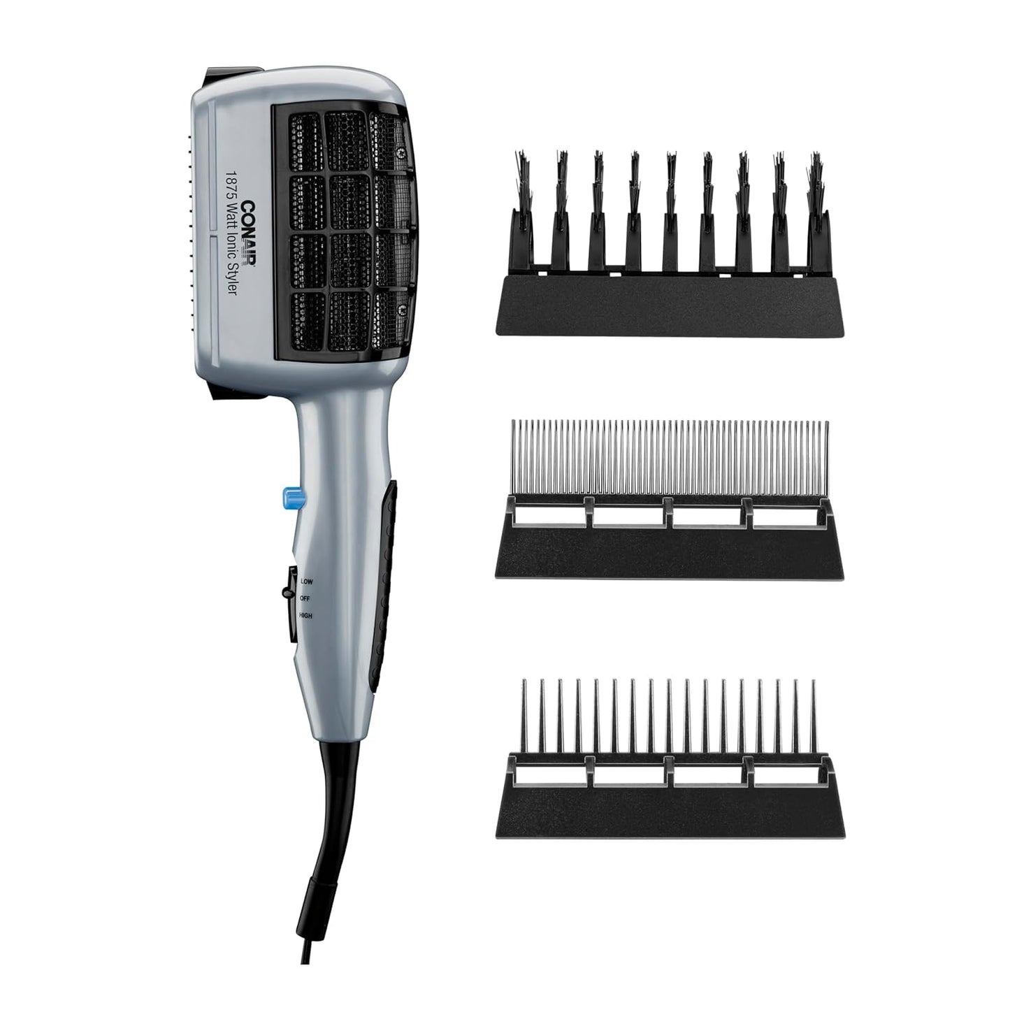 Conair 3-in-1 Hair Dryer - 1875W Ionic Blow Dryer with Styling Attachments | Detangle, Straighten & Volumize