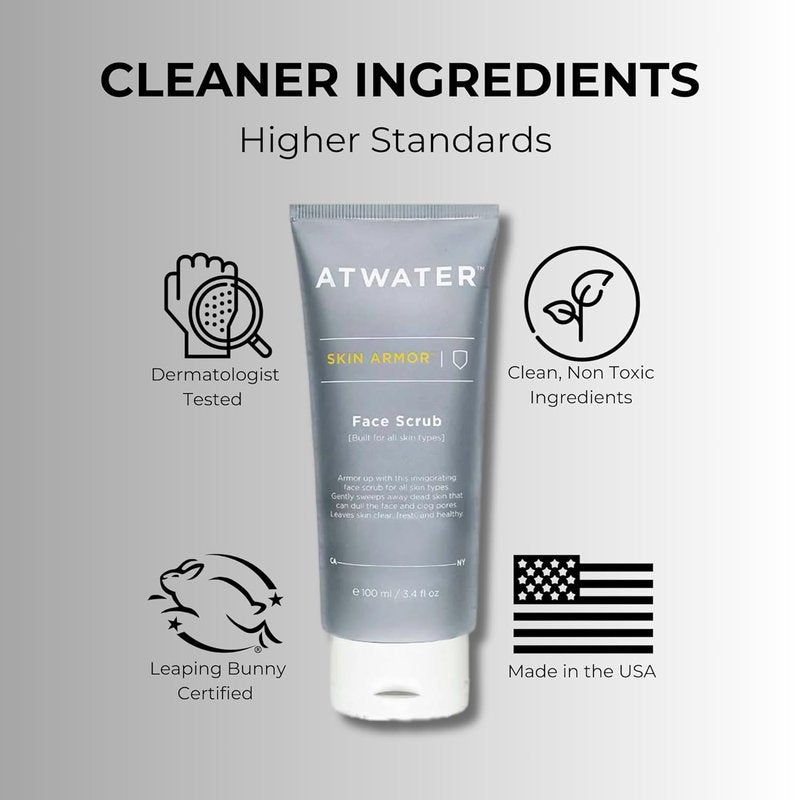 ATWATER Exfoliating Face Scrub for Men | Jojoba Beads & Salicylic Acid, Non-Abrasive Cleanser - 3.4 oz