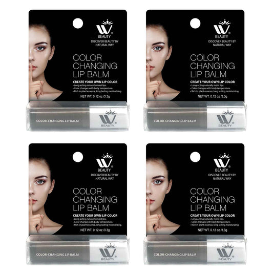 WBM Care Lip Balm 4-Pack, 3.3g Each – Enriched with Vitamin E, Color-Changing Tinted Moisturizer, Provides Long-Lasting Repair, Hydration, and Soft, Smooth Lips