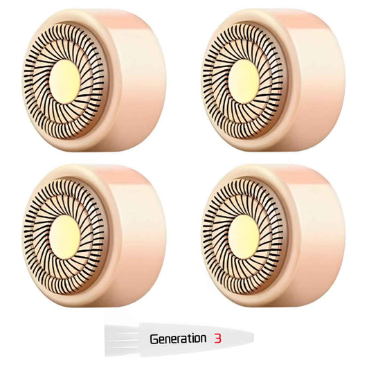 Replacement Heads Generation 3 Compatible with Flawless Facial Hair Remover Ring Light Version,New Version Replacement Blades for Flawless Replacement Heads Gen 3,18 Karat Gold-Plated Head,4 Pack.