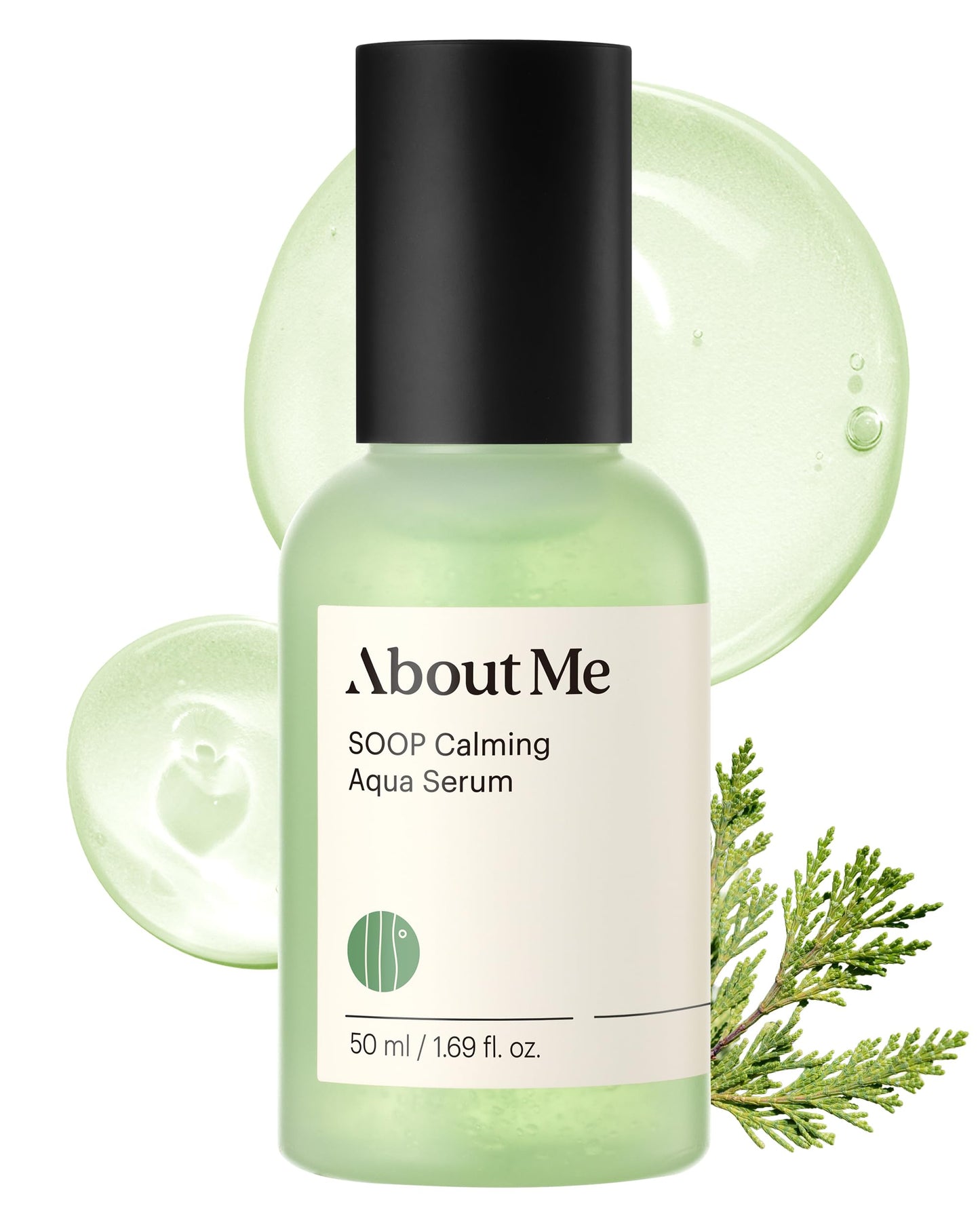 About Me SOOP Calming Aqua Serum - 53.4% Jeju Cypress Water Gel Serum with Bursting Capsules, Hydrating Face Serum for Sensitive Skin, Centella Cica & Tea Tree, Vegan Non-Sticky, 1.69 oz (50ml)