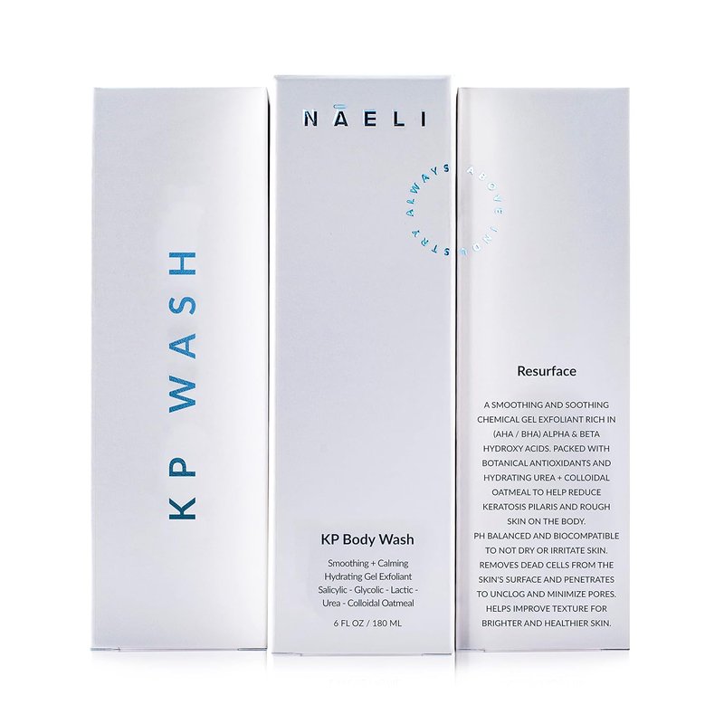 NAELI Exfoliating Body Wash - Salicylic & Glycolic Acid for Keratosis Pilaris | 6 oz Hydrating Acne Treatment