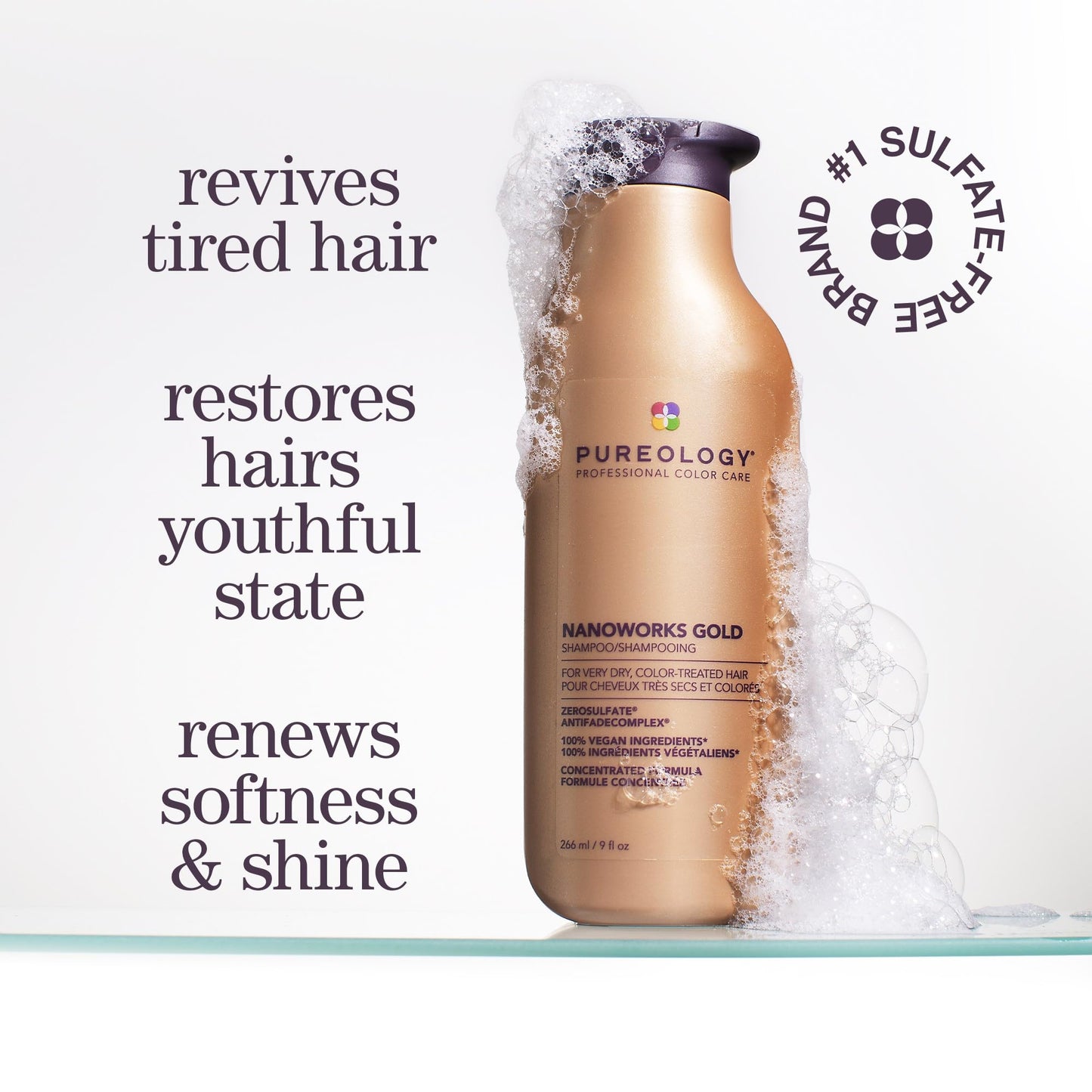Pureology Nanoworks Gold Shampoo & Conditioner Bundle - For Very Dry and Color-Treated Hair, Sulfate-Free & Vegan