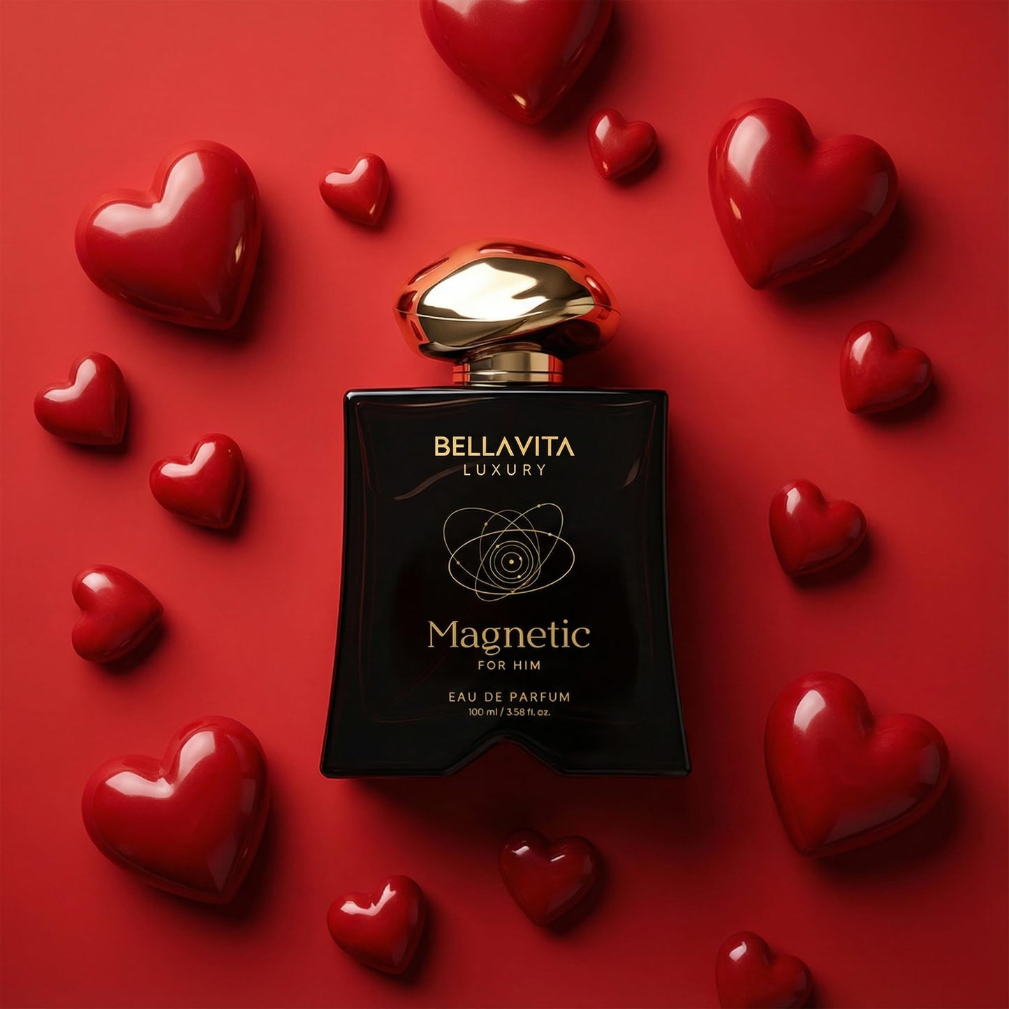 Bellavita Luxury Magnetic for Him Eau de Parfum | 100 ml (3.4 fl.oz.) | Perfume for Men | Oriental-Fresh, Bergamot, Jasmine, and Cedarwood Notes | Long Lasting Men's Fragrance