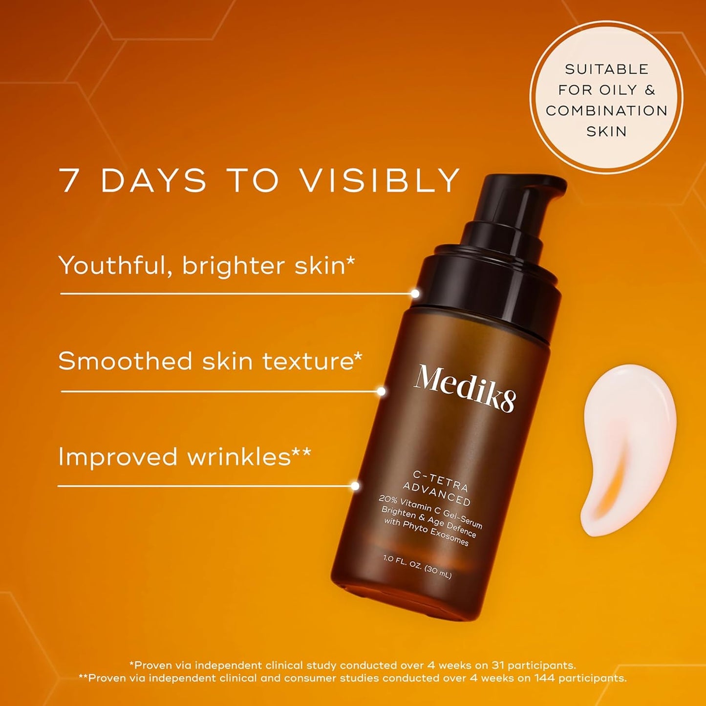 Medik8 C-Tetra Advanced Vitamin C Serum - Smooth Fine Lines & Wrinkles | 1.0 oz Vegan Face Serum with Hyaluronic Acid