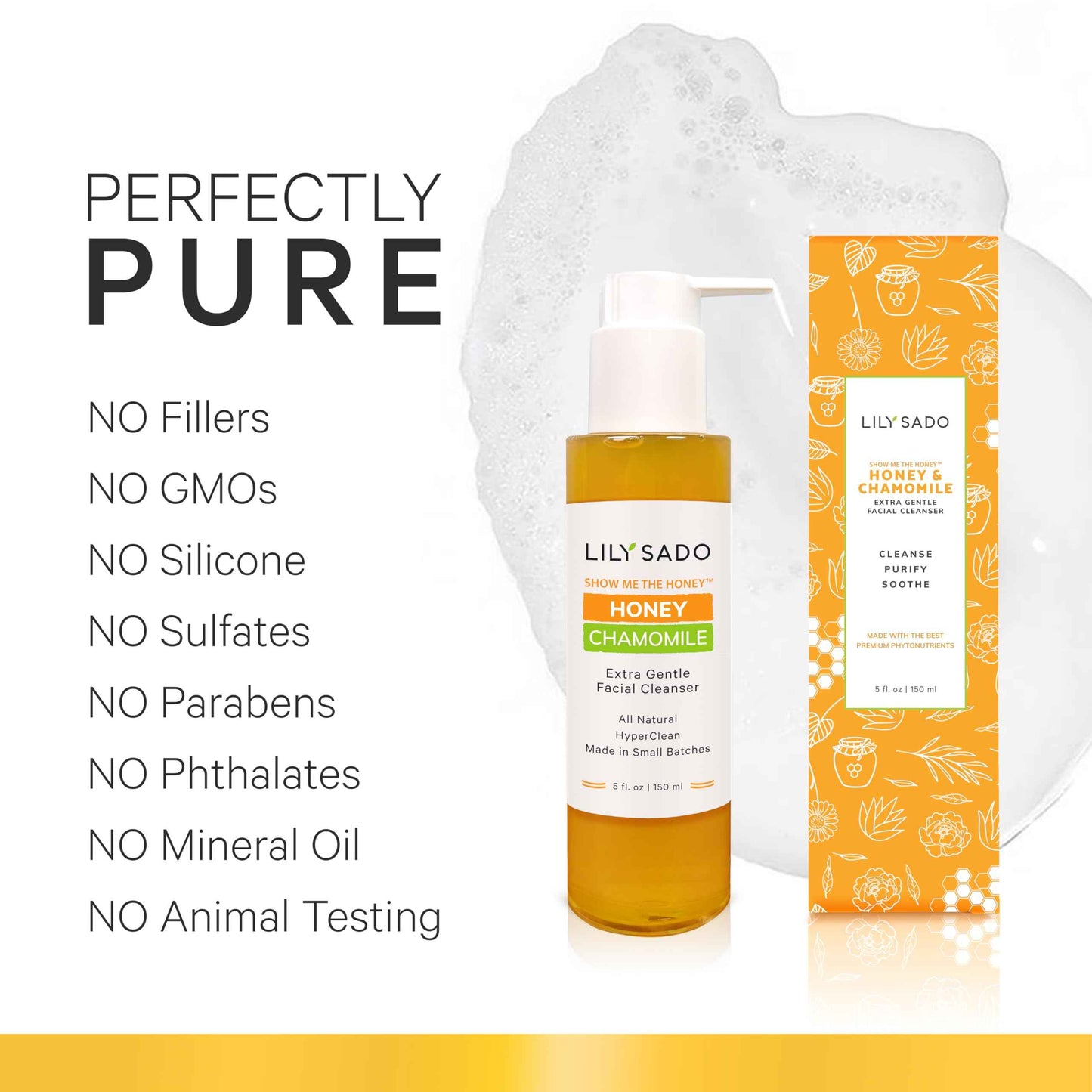 LILY SADO SHOW ME THE HONEY™ Extra Gentle Face Cleanser - Natural, Cruelty-Free Facial Wash Cleanses, Balances & Soothes - Reduces Pores & Blackheads - 5oz