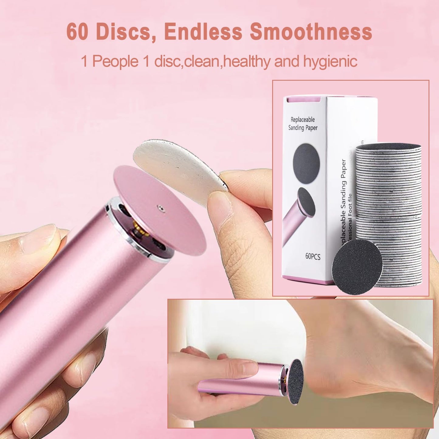 Electric Foot File 2026 Upgrades Foot Callus Remover,Electric Callus Remover for Feet with 60 Pcs Sandpaper Discs, Foot File with Speed Controller,for Dead Dry Crack Skin Calluses