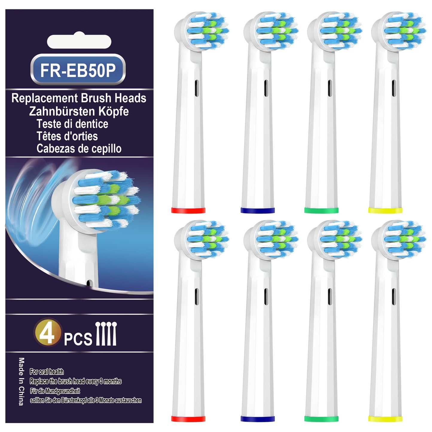 Replacement Toothbrush Heads Compatible with Braun Oral B Pro 1000/7000/9600/5000/3000, Brush Heads Refills for Genius X and Smart 1500 Electric Toothbrush (White)