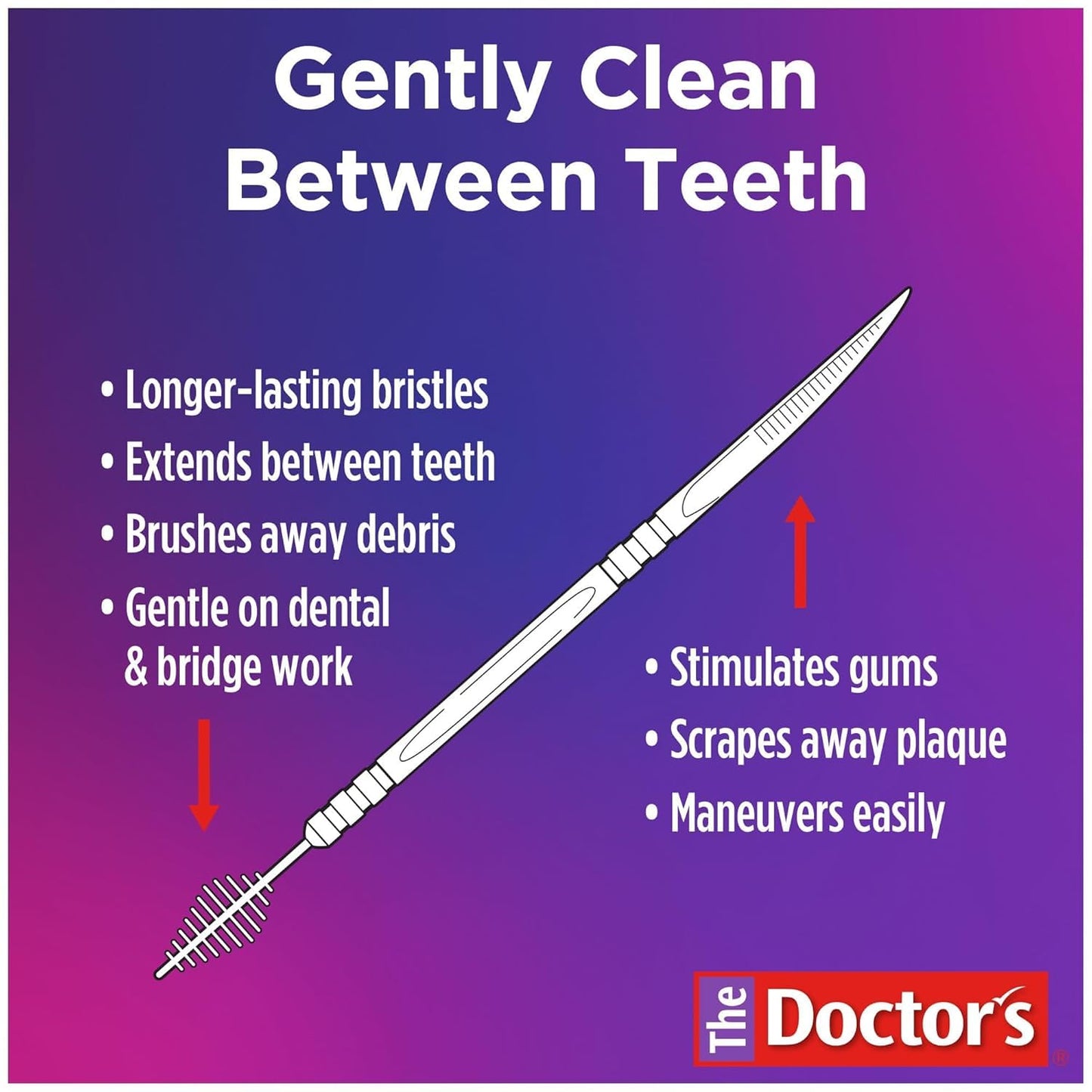 The Doctor's BrushPicks Interdental Toothpicks, Soft Rubber Dental Picks for Teeth Cleaning, Removes Food Debris, Gum Care, Portable Dispensing Case, 275 Count (Pack of 9)