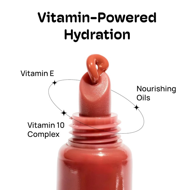 Lip Jelly - Sheer Glossy Lip Gloss with Vitamin 10 Complex & Nourishing Oils | Hydrating Vegan Non-Sticky Stain, 0.3 fl oz (Crushed Plum)