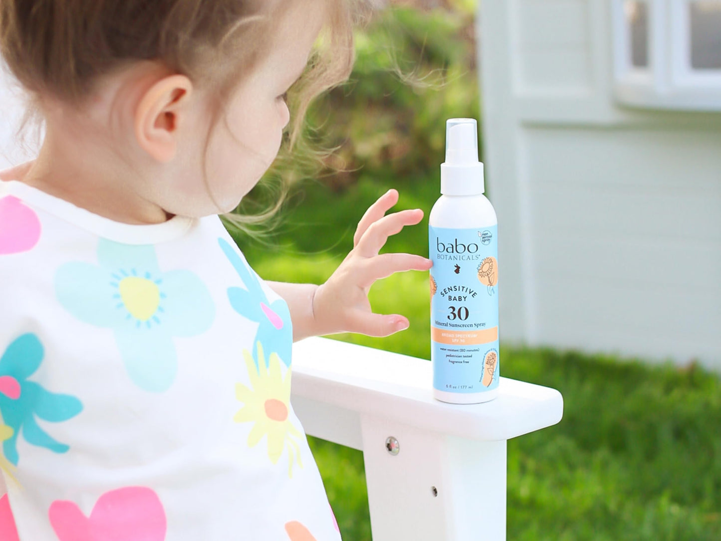 Babo Botanicals Sensitive Baby Mineral Sunscreen Spray SPF30 - Natural Origin Zinc Oxide - Non-Aerosol – Face & Body - Fragrance-Free - Water Resistant - For Babies & Kids