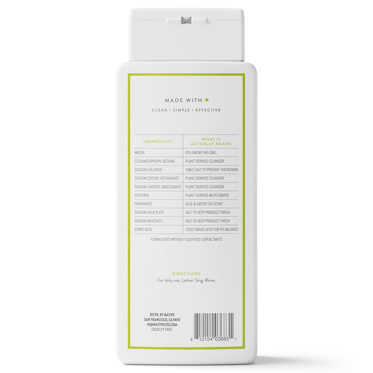 Aloe & Green Tea Body Wash - 24-Hour Refreshing Cleanser for All Skin Types | 18 oz, Phthalate & Sulfate-Free
