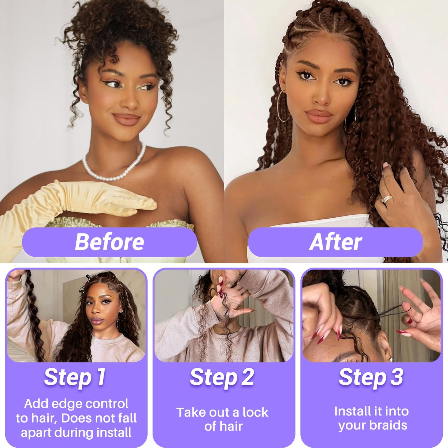 Human Braiding Hair for Boho Braids 110g Deep Wave Boho Bulk Human Hair for Braiding Knotless 12A Wet and Wavy Bohemian 3 No Weft Bundles/Pack Curly Braids Natural Color 14 Inch