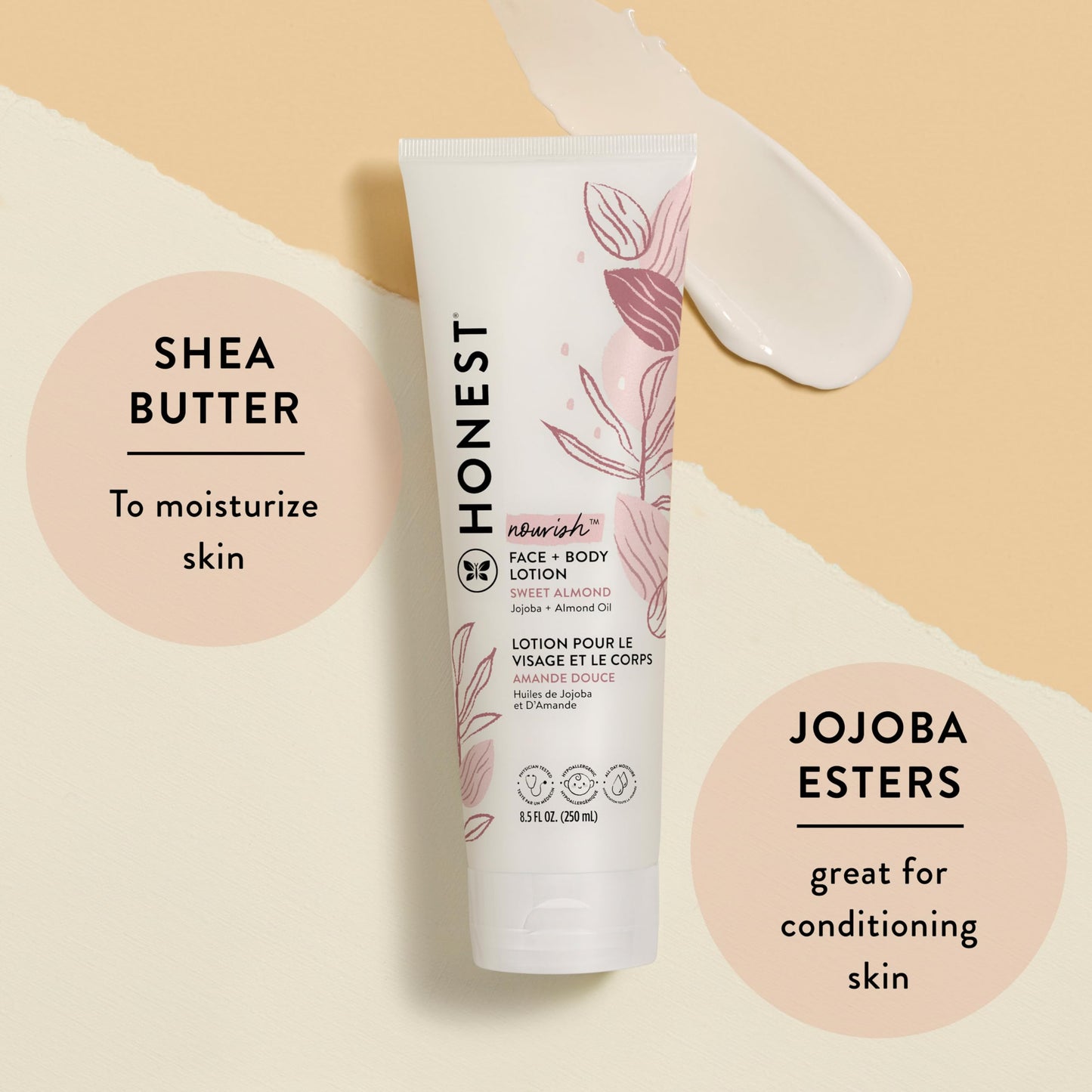 The Honest Company 2-in-1 Cleansing Shampoo and Body Wash Face Lotion Bundle Gentle for Baby Naturally Derived Sweet Almond Nourish 18.5 fl oz
