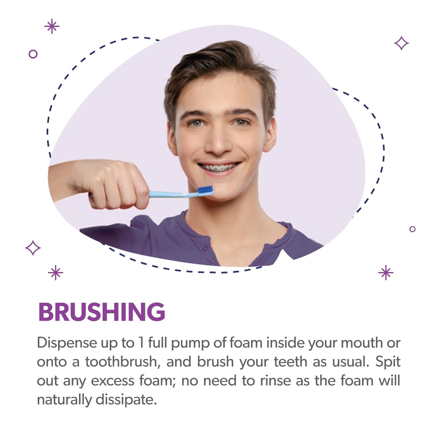 EverSmile OrthoFoam Braces Cleaner - Brushable Foam Whitens Teeth, Fights Plaque & Bad Breath | 25ml Travel Size (2 Pack)