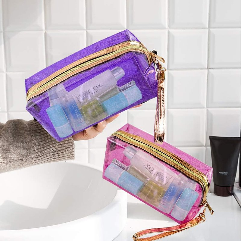 Waterproof Cosmetic Bag Set - 5 Pack Portable Translucent Makeup Pouches | Travel Toiletry Organizers
