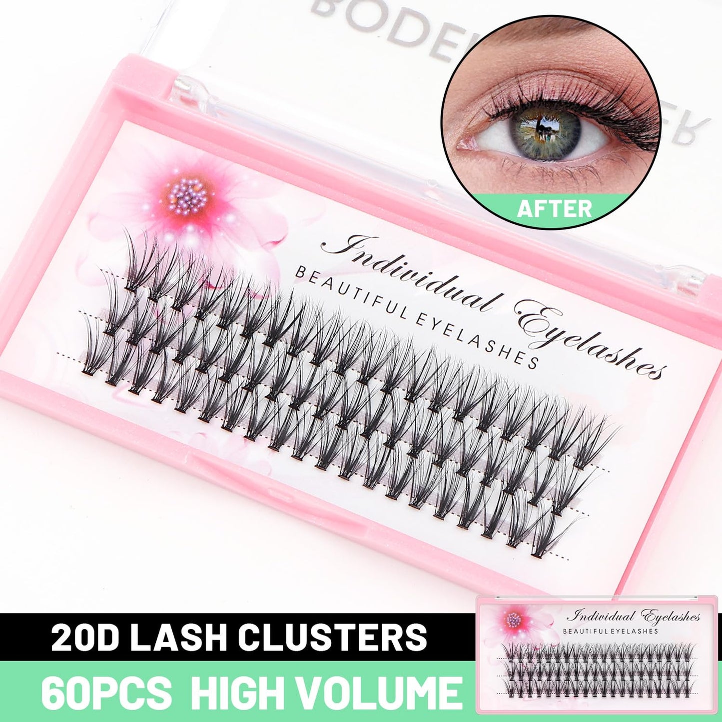 Bodermincer 20D 0.07mm Thickness 8-22mm To Choose Grafting False Eyelashes False Eyelashes Individual Natural Long Mink Fake Eyelashes Extension Handmade Bulk Wholesale (5 packs-18mm)