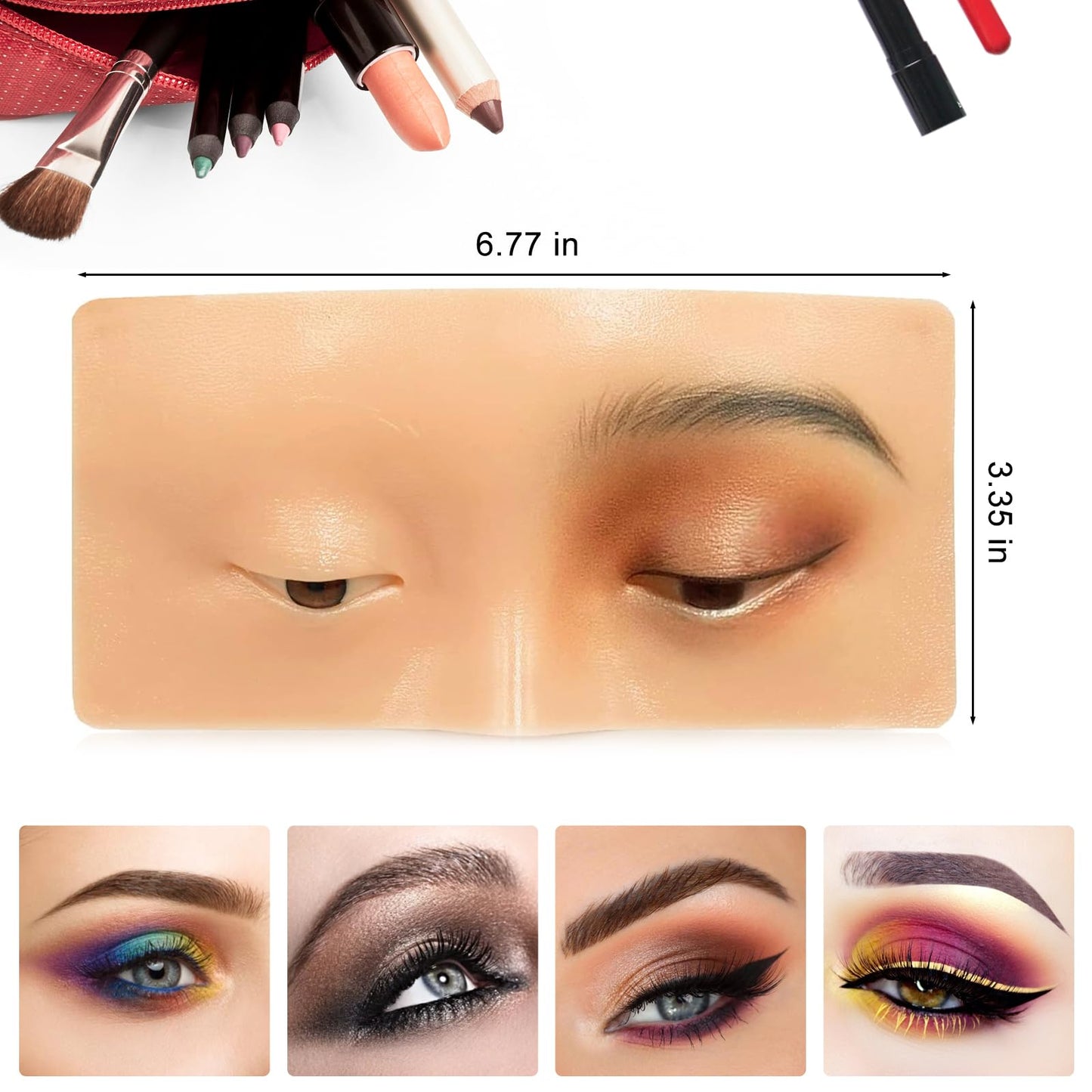 Makeup Practice Face Board FTOYIN, Silicone 3D Realistic Pad for Makeup Beginners and Professional Enthusiasts, Eyeshadow Eyeliner Eyebrow Lash mapping Realistic Face Skin Eye Make up Practice Model