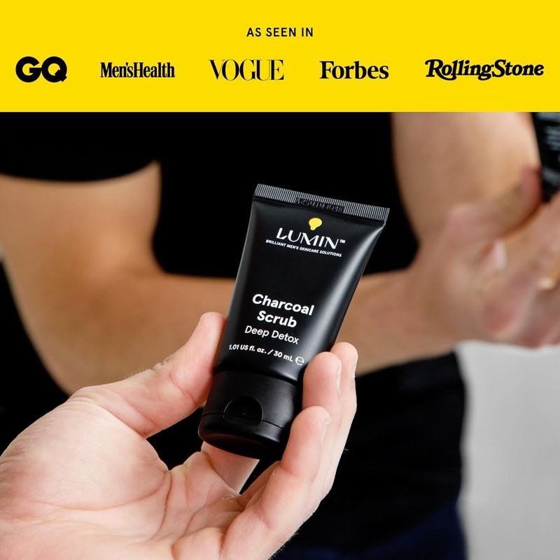 Charcoal Scrub for Men - Deep Detox Face Cleanser & Exfoliator | Refreshing & Rejuvenating, 30ml, 2-Pack