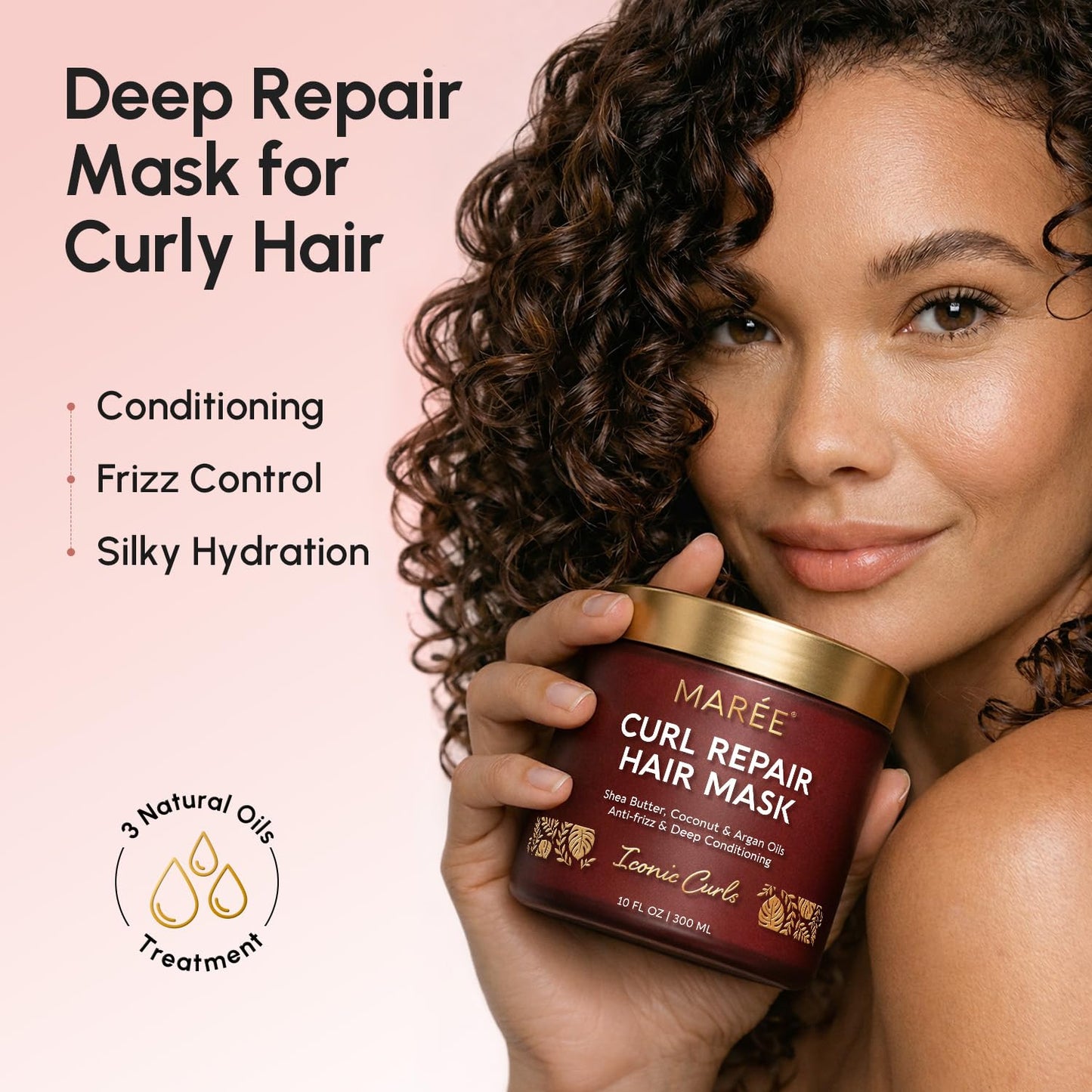 Deep Conditioning Hair Mask for Damaged Hair - Keratin Hydration & Repair | 10 Fl Oz, Beige
