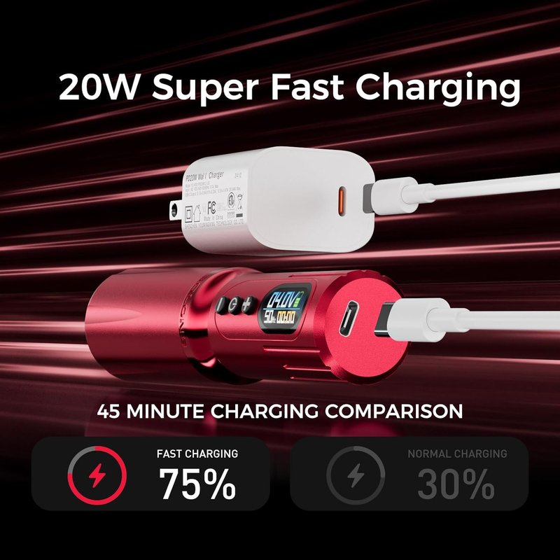 Wireless Tattoo Gun Kit - Fast Charging Dual 2000mAh Power Supply for Beginners & Artists