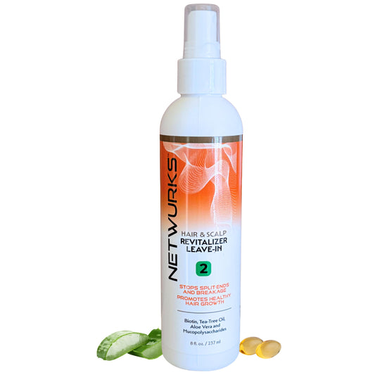 NetWurks Hair & Scalp Revitalizer Leave-In Spray | Restores Damaged Hair & Scalp | Heat Protectant | 8 Oz
