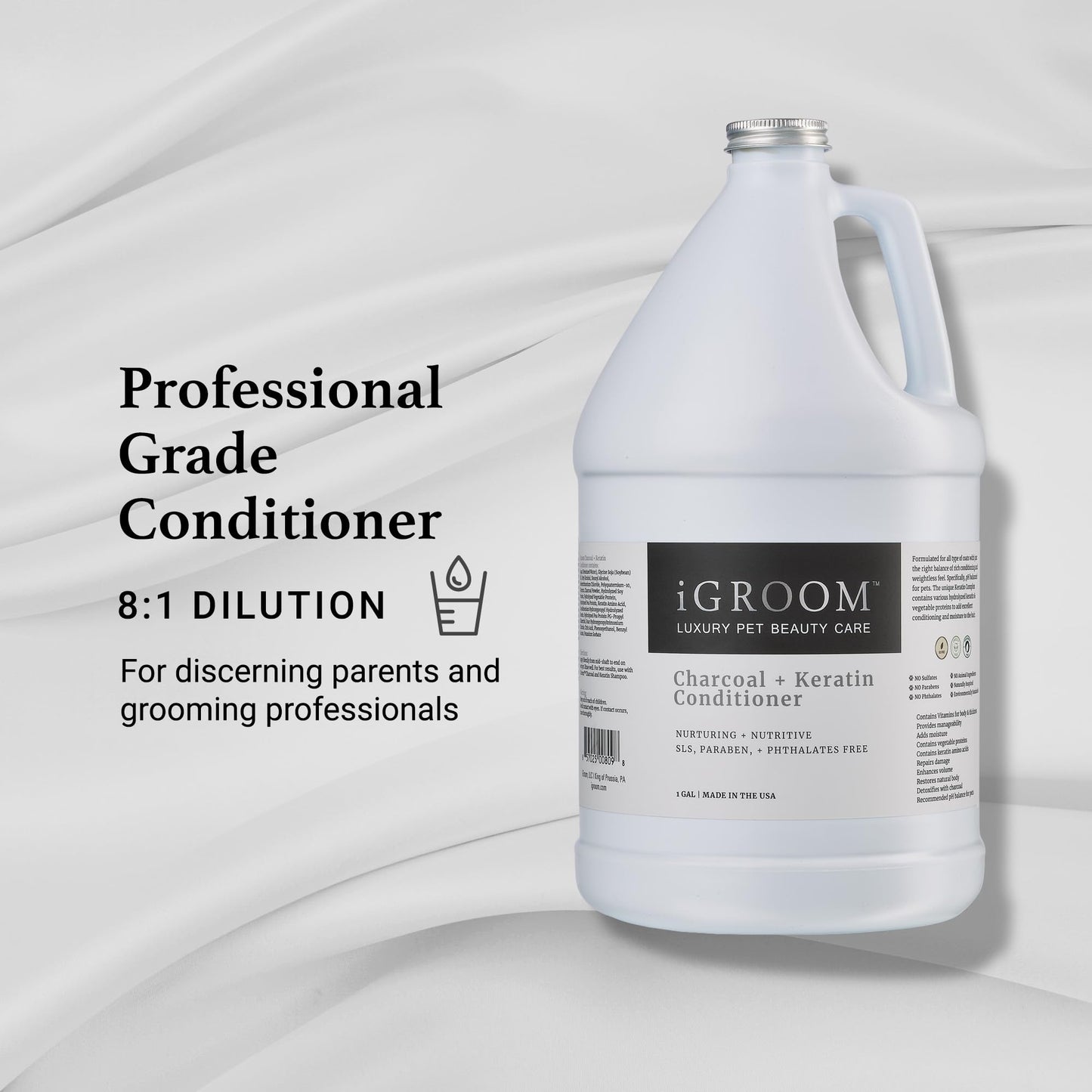 iGroom Charcoal Keratin Dog Conditioner, Luxury Pet Beauty Care, Repairs Enhances Adds Moisture, Made in USA, Summer Fig, 16oz