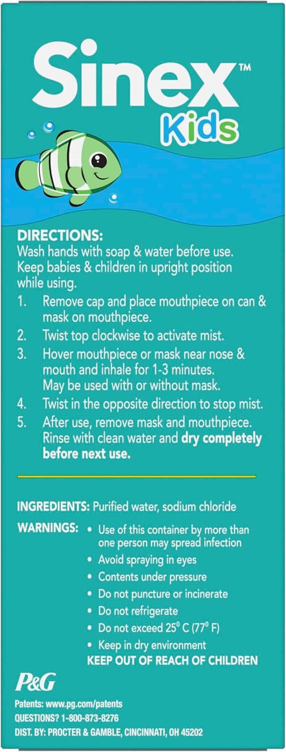 Vicks Sinex Kids Saline Mist - Drug-Free Nasal Relief for Stuffy Noses | Safe for Ages 1 Month+, 1.7 OZ