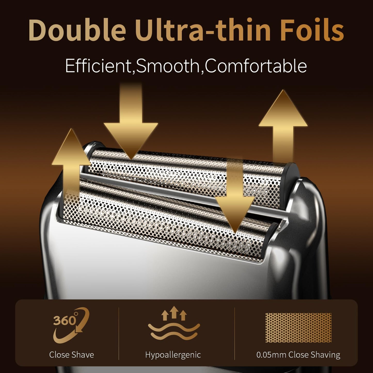 KOMINGDON Electric Foil Shaver for Men,Electric Razor with Pop-up Trimmer,Cordless Beard Trimmer,Waterproof,Wet & Dry Shaving,LED Display,2-Speed Mode (Silver)