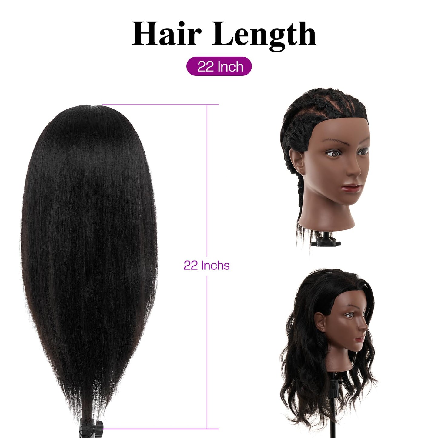 20-22" Mannequin Head,100% Real Human Hair Mannequin Head, Braiding Cosmetology Manikin Doll Head for Hair Styling Training with Table Clamp,Braiding Set(Light brown) Hair Extensions