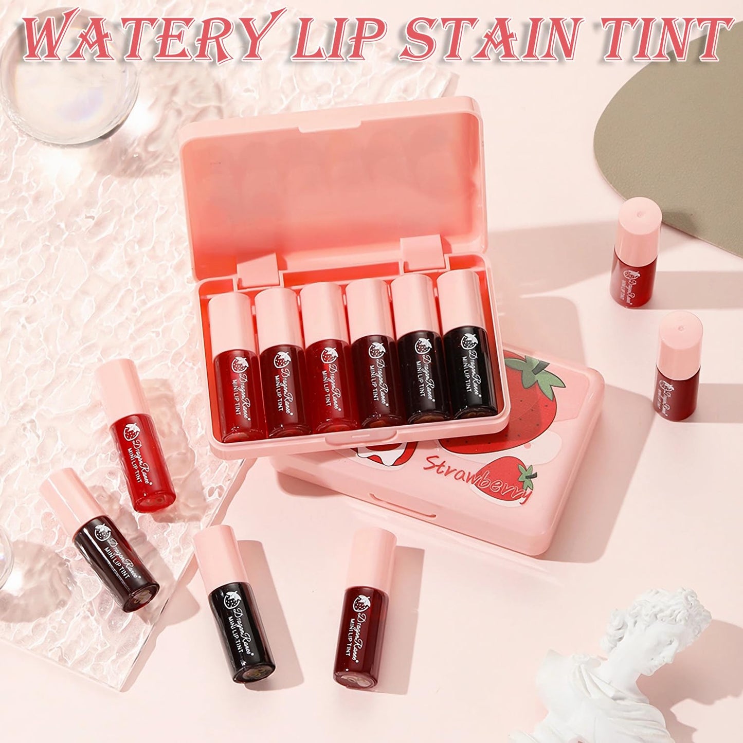 Yishifa 6 Colors Lip Tint Stain Mini Liquid Lipstick, Korean Lip Gloss Moisturizing Natural Velvet Lip Tint, Waterproof Longwear Liquid Blush & Lip Stain, Vivid Color Lip Blush Tint Makeup