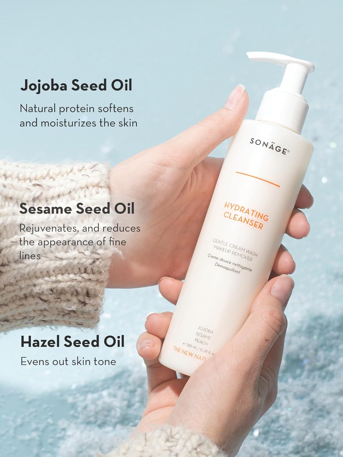 SONAGE Hydrating Facial Cleanser - Gentle Cream Face Wash & Makeup Remover with Aloe, Chamomile & Vitamin E | Non-Stripping, Moisturizing Formula