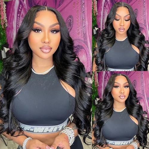 Durya Glueless Wigs Human Hair Pre Plucked Pre Cut 5x5 HD Lace Closure Wigs Human Hair Wear and Go Glueless Wigs Body Wave Lace Front Wigs for Black Women 250% Density 22 Inch
