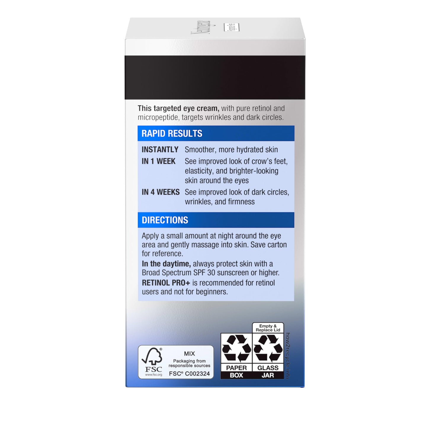 Neutrogena Rapid Wrinkle Repair Retinol Pro+ Anti-Wrinkle Eye Cream, Targeted Eye Cream for Wrinkles & Dark Circles, Formulated without Fragrance, Dyes, Phthalates, and Parabens, 0.5 oz