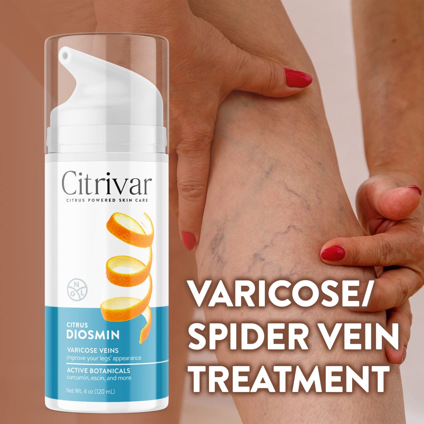 NGL Citrivar Leg Cream - Soothing Mint Tonifier with Diosmin, Butcher's Broom, Aescin, Rutin, Curcumin - 120 mL