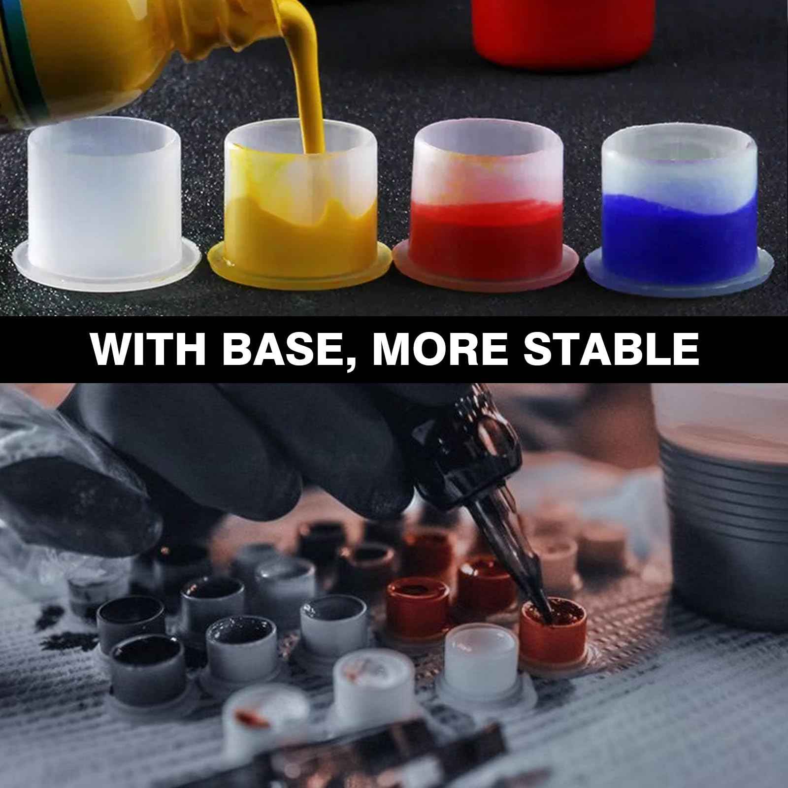 Romlon 1000PCS Disposable Ink Cups - Medium Tattoo Caps for Ink Pigment Kits